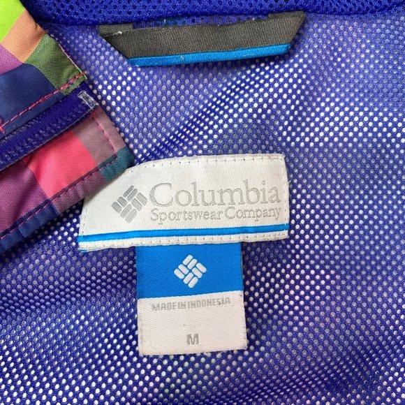 Columbia Youth Splash Maker Rain Jacket Girls Medium Rainbow Plaid Waterproof - Picture 7 of 8